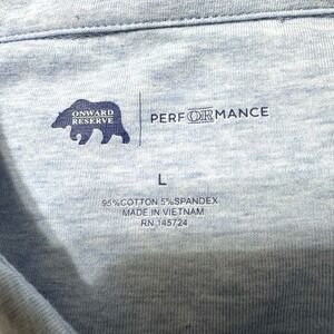 Onward Reserve Performance Polo Shirt L Light Blue Heather Golf Stretch Cotton